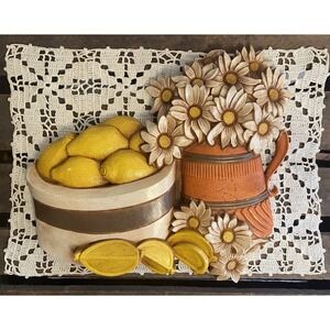 Vintage Syroco Lemons and Dasies Retro Kitchen Wall Plaque Home Decor MCM